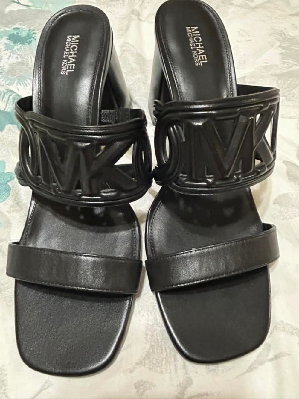 MICHAEL Michael Kors Black Logo Cutout Heel Slides